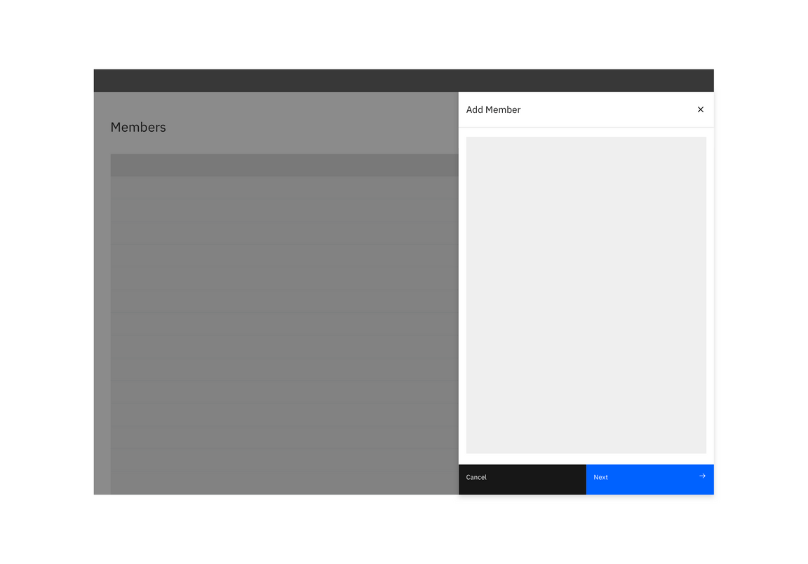 Example of a side panel creation flow